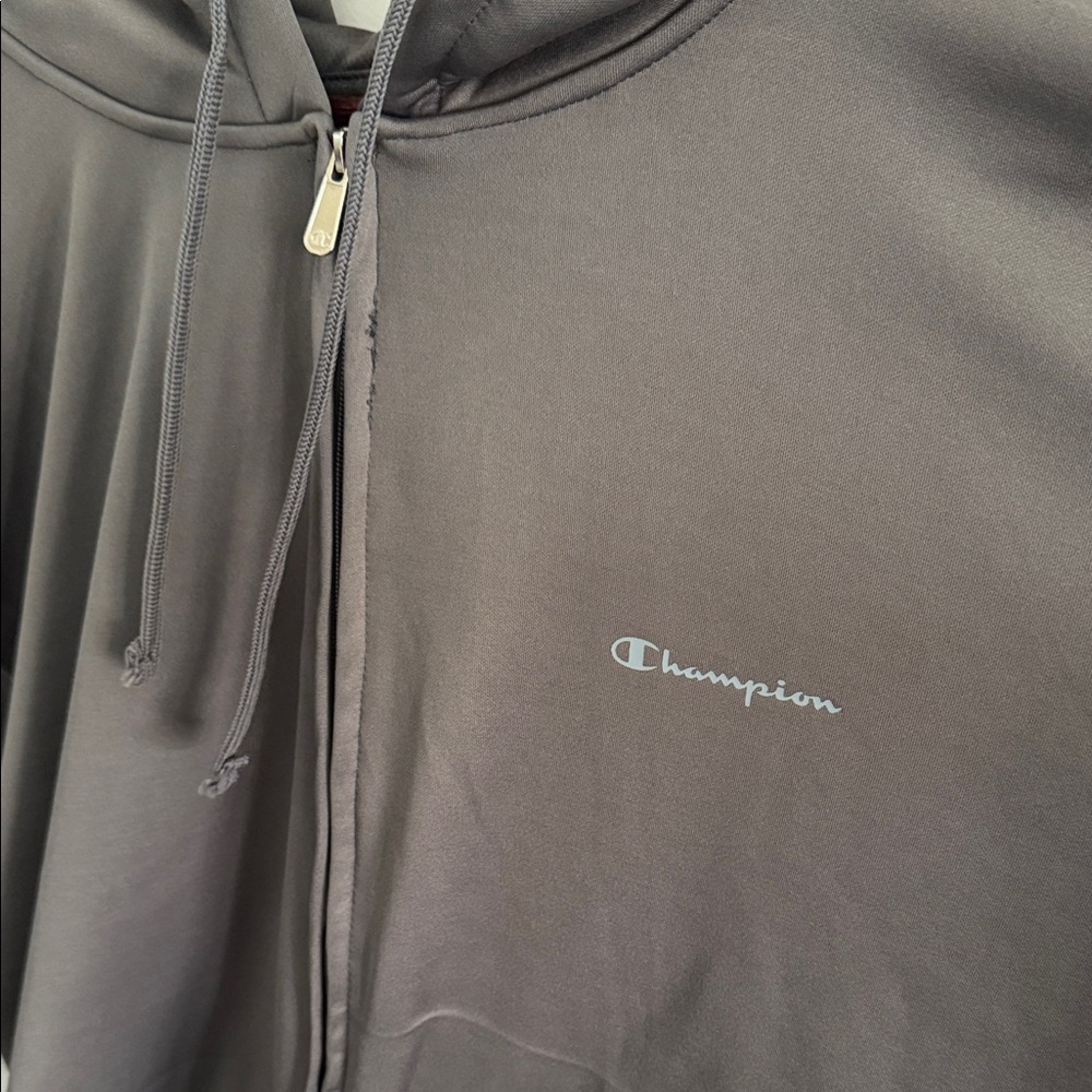 Champion Men’s Charcoal Full-Zip Hoodie • 2XLT • 100% Polyester • Like New - Picture 3 of 10